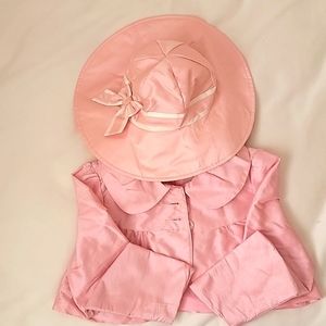 Pretty in pink GYMBOREE Satin Jacket and Sun Hat Combo with Ribbon detail